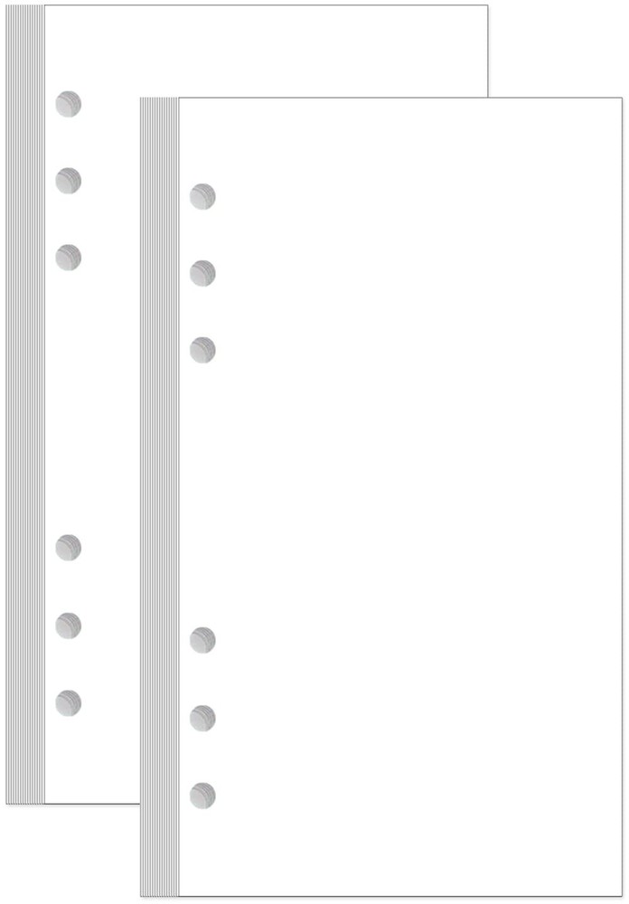 (2-Pack) A6 Blank Refill Paper 200 Sheets 400 Pages for Filofax Loose Leaf Planner  