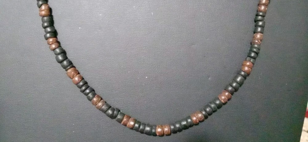 Vintage Wooden Beaded Necklace Handcrafted with Barrel Clasp