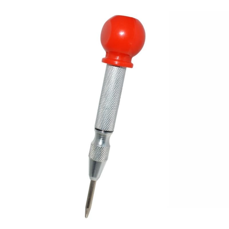 5-Inch Automatic Spring Loaded Center Punch for Metal | Adjustable Red,Silver