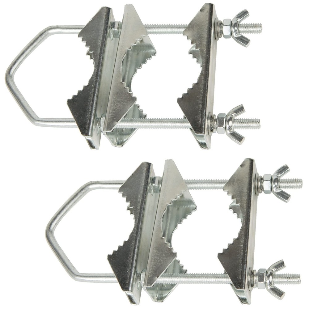 2Pcs Heavy Duty Anti-Rust Double Antenna Mast Clamp Mount Bracket