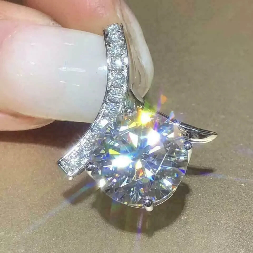 2.50Ct Round Cut Diamond Solitaire Pendant 14K White Gold Finish No Chain