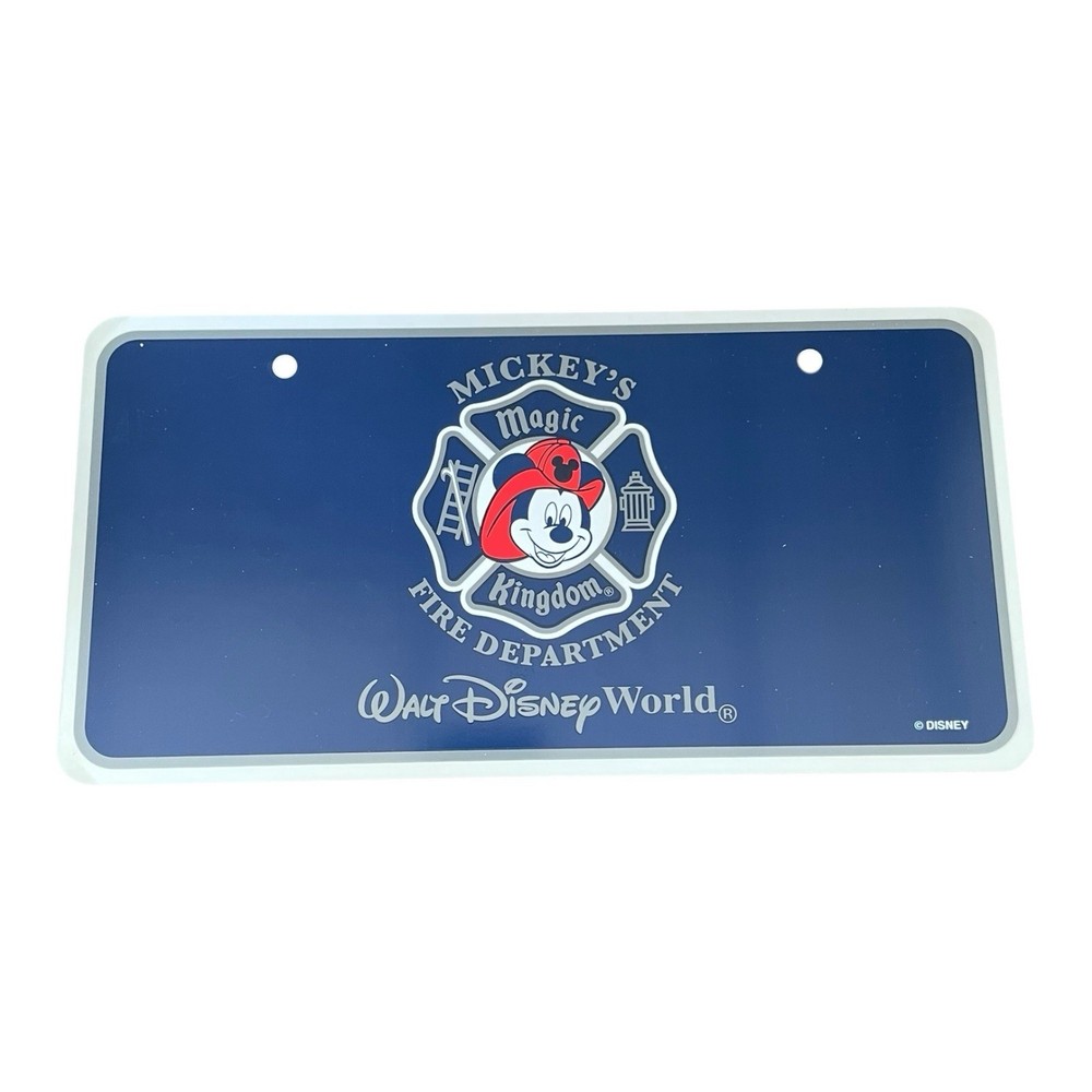 Disney Mickey Mouse Fire Department 12 Inch Plastic License Plate Magic Kingdom WDW