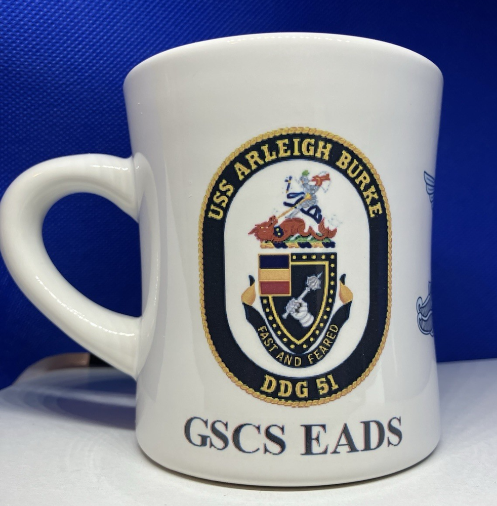 Custom US Navy Mug with Name & USS Crest Insignias-image
