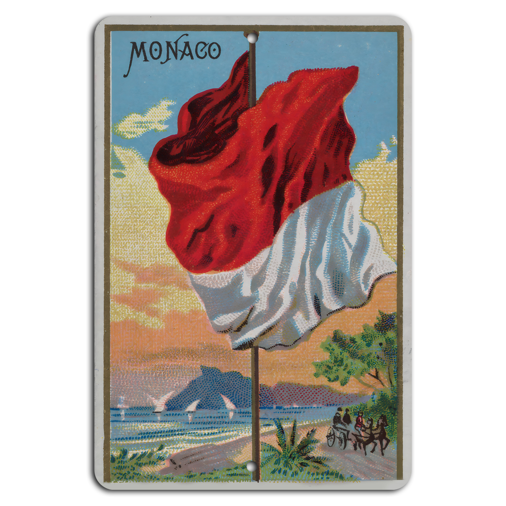 Majestic Monaco: Vintage Flag and Coastal Charm