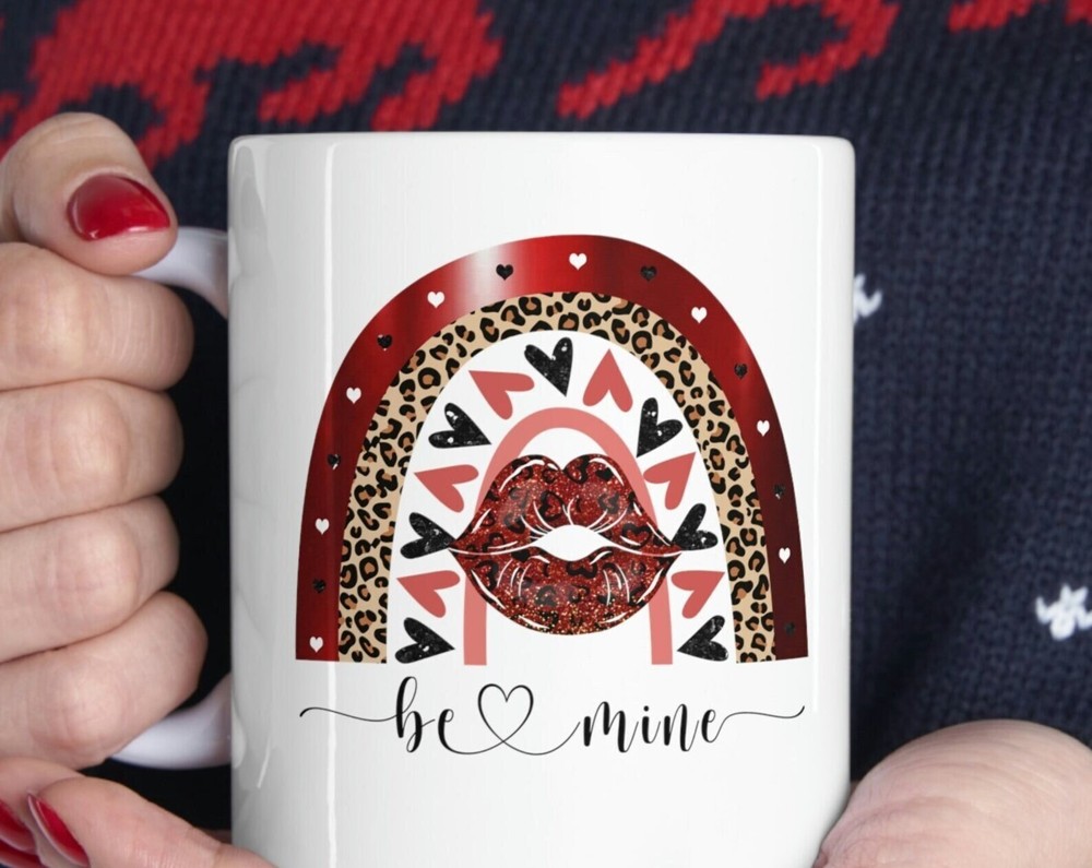 Leopard Rainbow Valentine Coffee Mug Cute Valentines Cup Valentine's Day Gift Mu