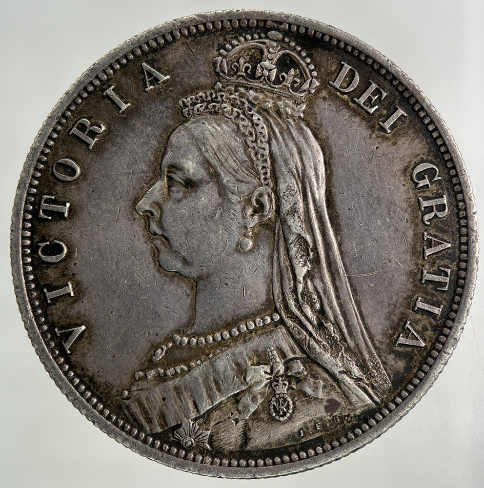 1887 Victoria Half-Crown Silver Coin in Very Fine Condition