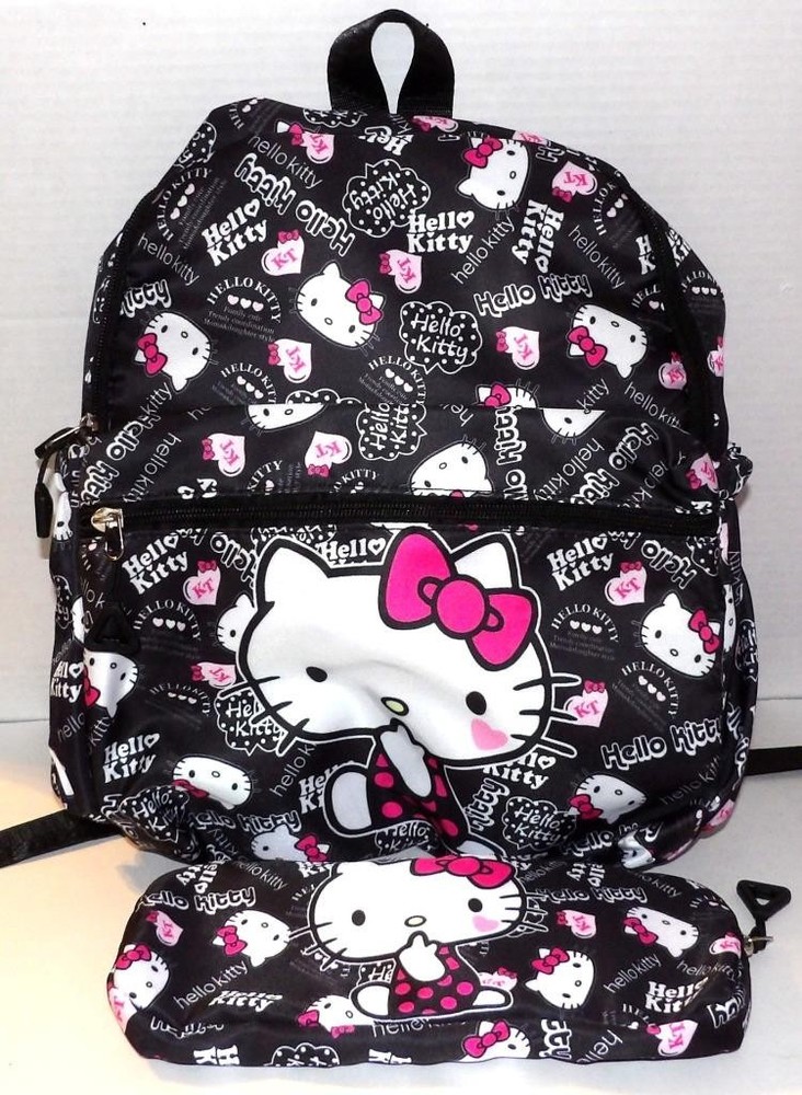 Hello Kitty Black Backpack with Matching Pencil Case