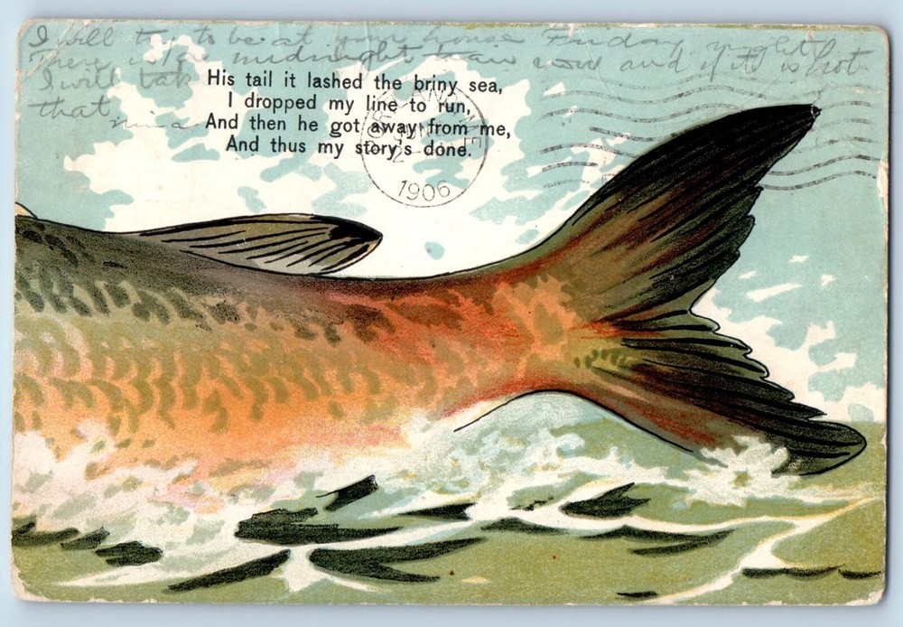 Farmington Maine ME Postcard Fish Tail Installment Puzzle # 3 1906 Antique-image