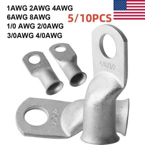Tinned Copper Cable Lugs AWG Welding Battery Marine Cable Wire Ring Terminals US