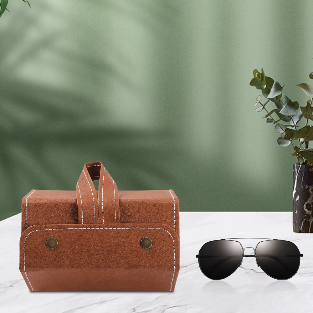 5-slot Eyeglasses Holder Storage Box Case Glasses Organizer PU Leather Foldable