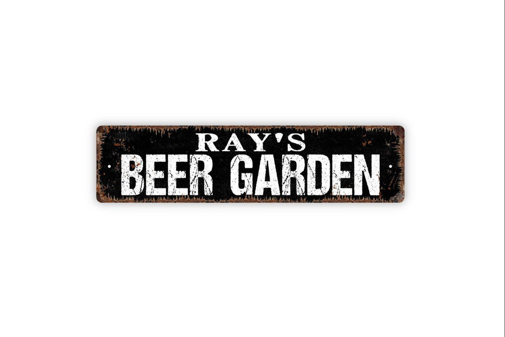 Personalized Beer Garden Sign, Custom Metal Sign, Rustic Street Sign or Door