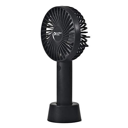 Personal Handheld Rechargeable Fan, 4 inch, 3 Speed, Lithium Ion Black