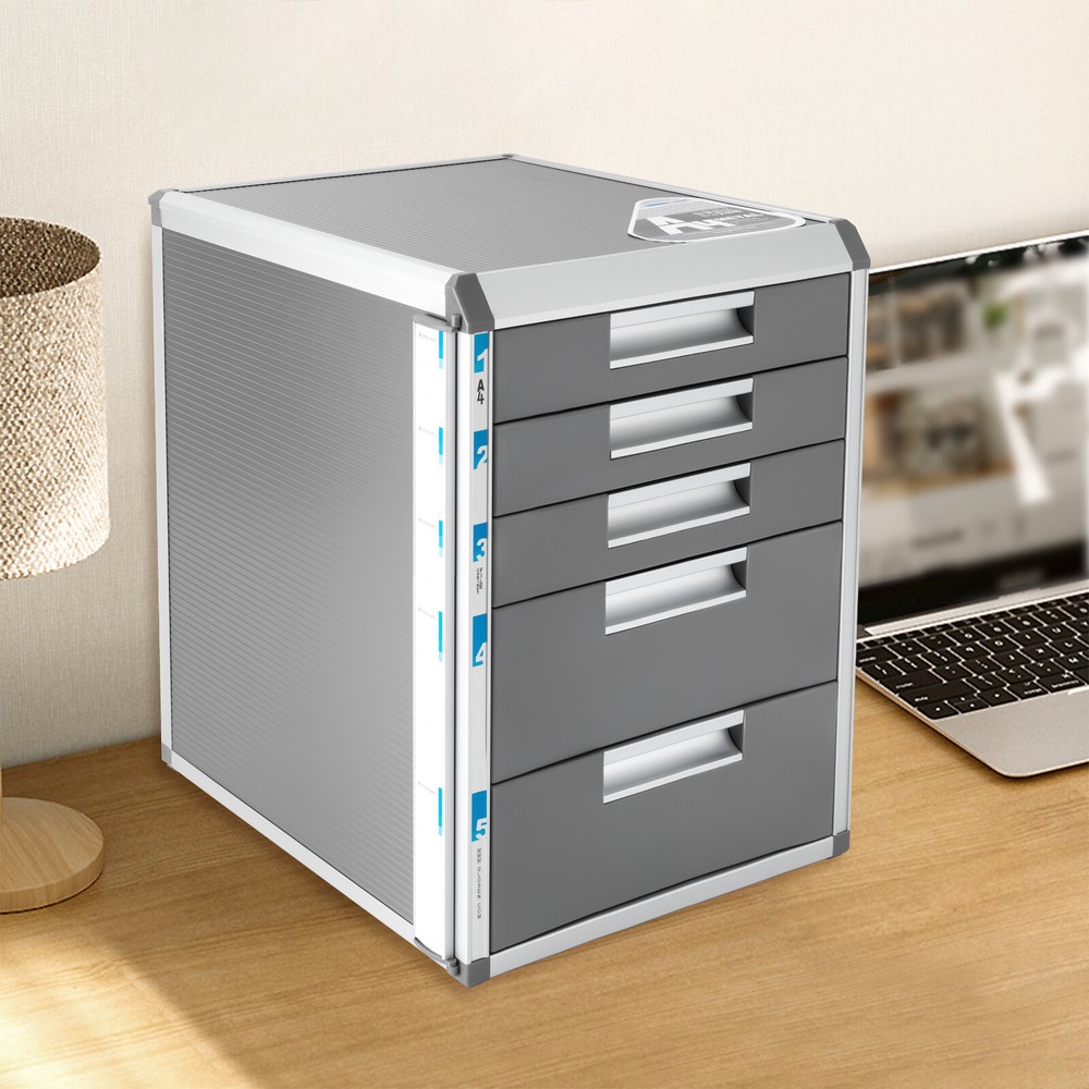 5 Drawer Desktop File Cabinet Storage Filing Cabinet w/ Label Lock Office