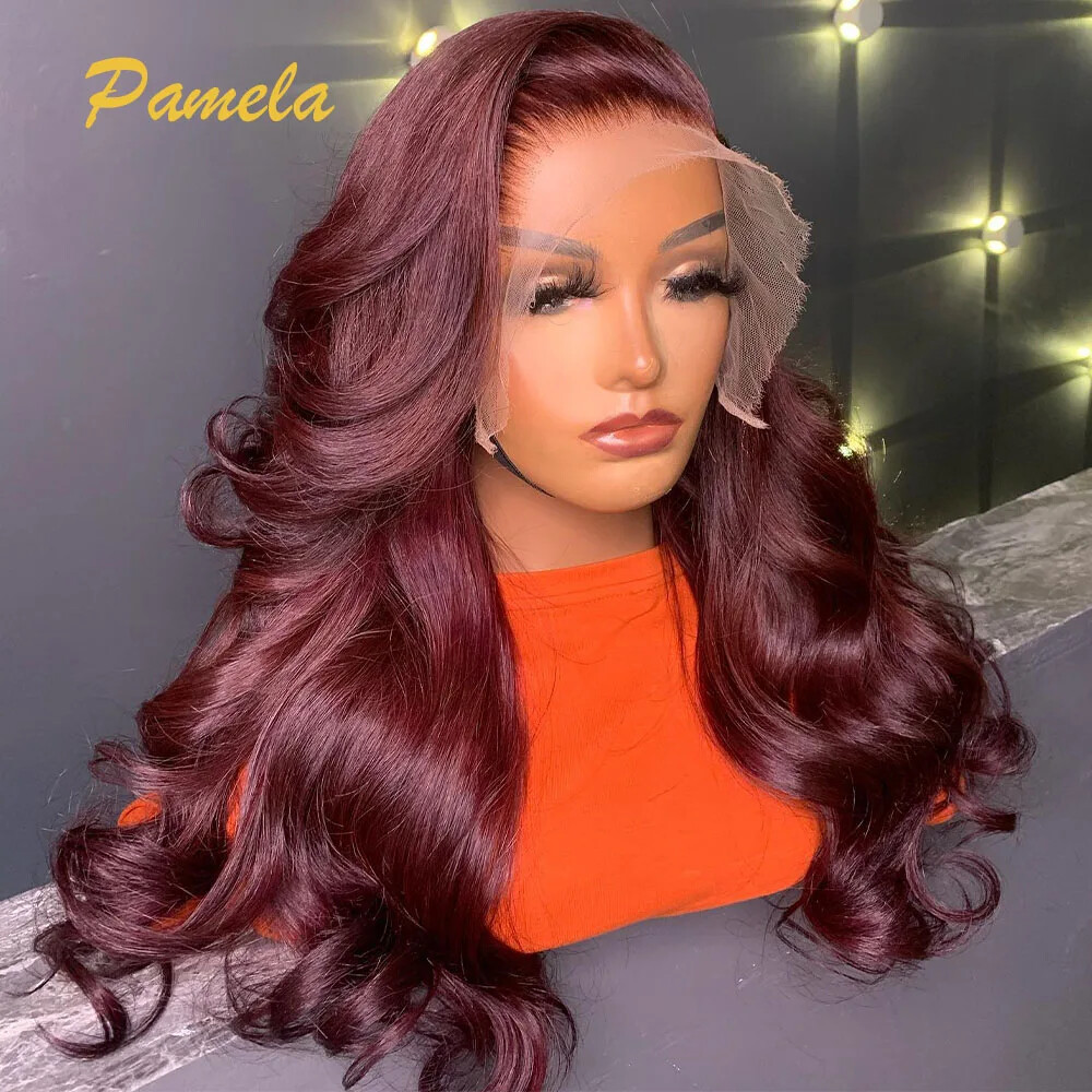 Burgundy 13x6 HD Lace Glueless Wig Preplucked Human Hair 99J