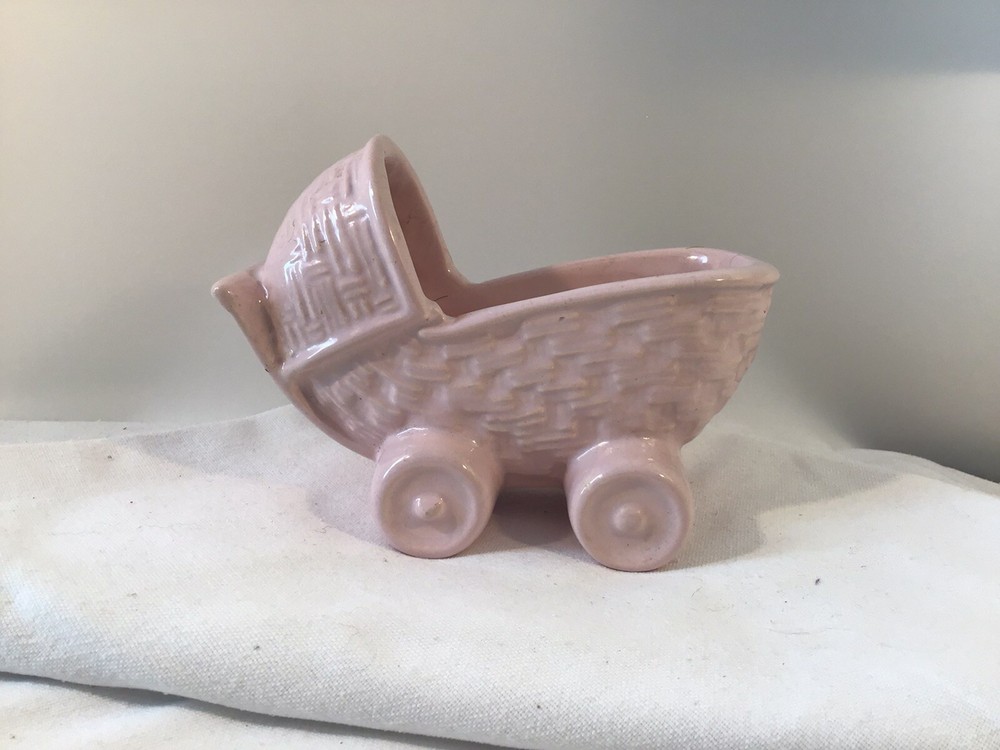 Haeger Pink Baby Stroller Planter