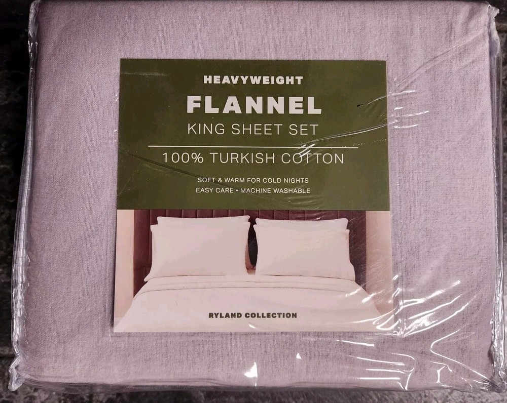 HEAVYWEIGHT 100% Turkish Cotton FLANNEL KING Sheet Set Ryland Collection NEW