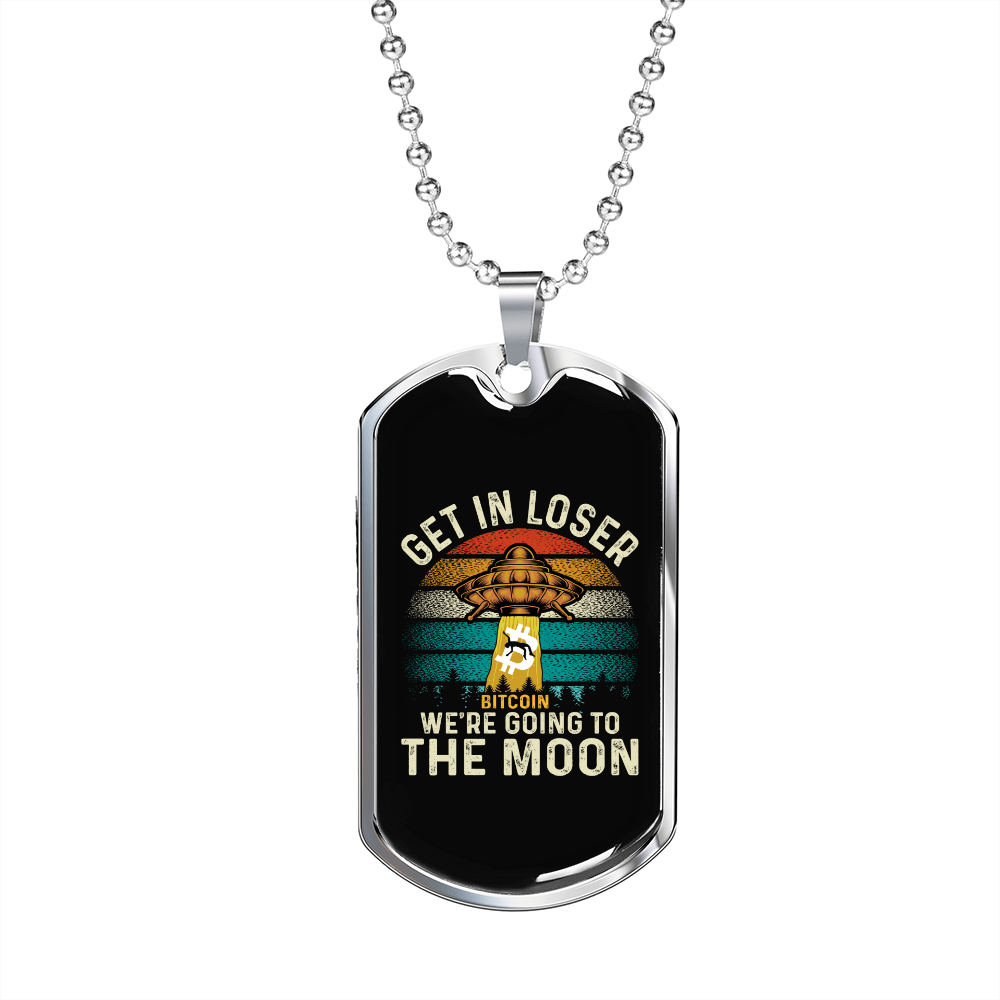 To the Moon   Necklace Stainless Steel or 18k Gold Dog Tag 24