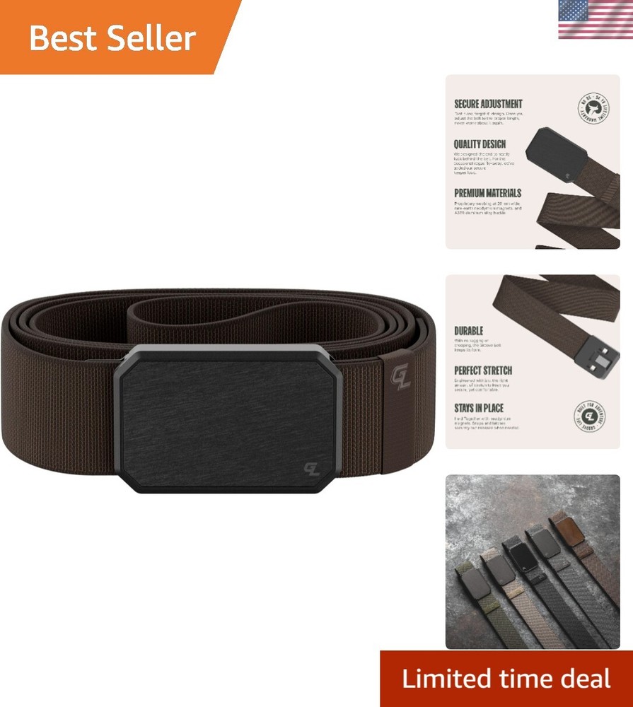 Groove Belt Men's Stretch Nylon Belt with Magnetic Aluminum Buckle, Lifetime ...