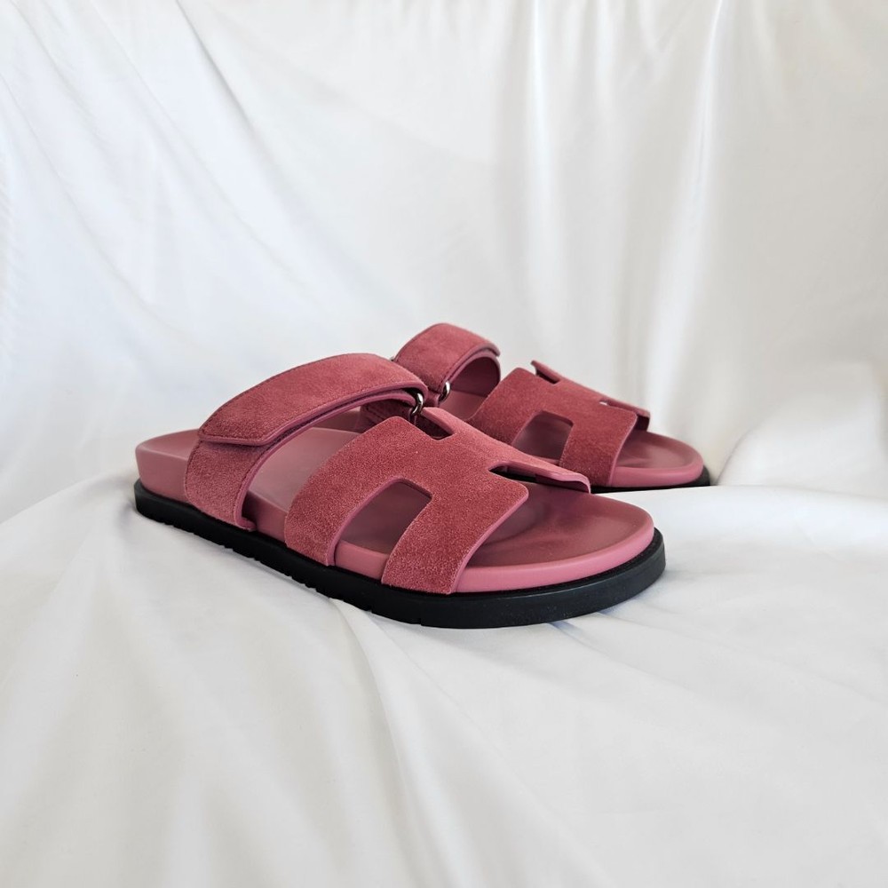 Hermès Chypre Pink Suede Sandals Size 36 Luxury Comfort