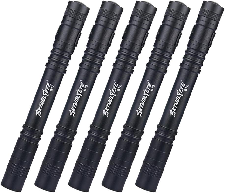 Pack of 5 LED Mini Pen Lights with Clip and 3-Mode Functionality