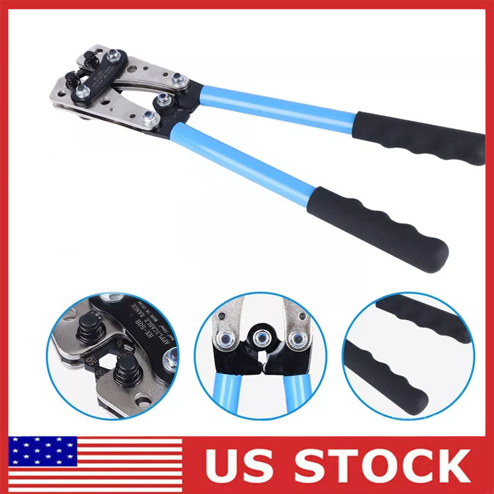 Heavy-Duty Battery Cable Lug Crimper Tool with Wire Cutter 10-0AWG