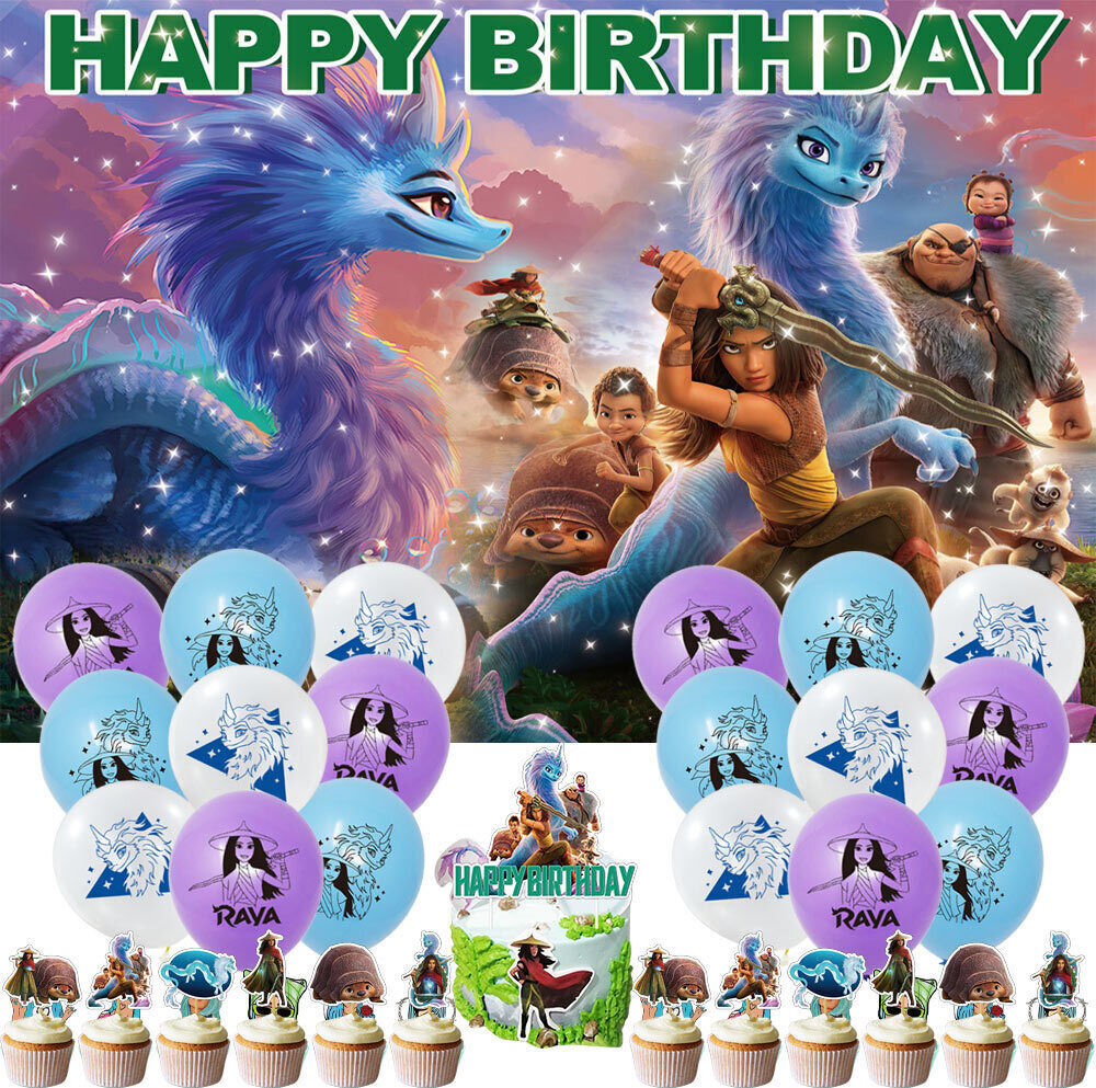 Raya and the Last Dragon Party Supplies Set Balloons Cake Toppers Banner