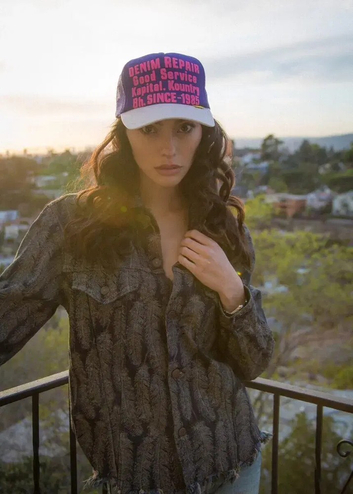 Capital denim repair trucker hat