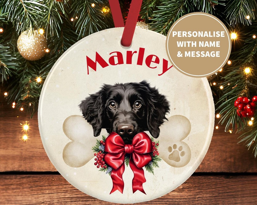 Custom Curly Coated Retriever Ceramic Christmas Ornament for Holiday Decor