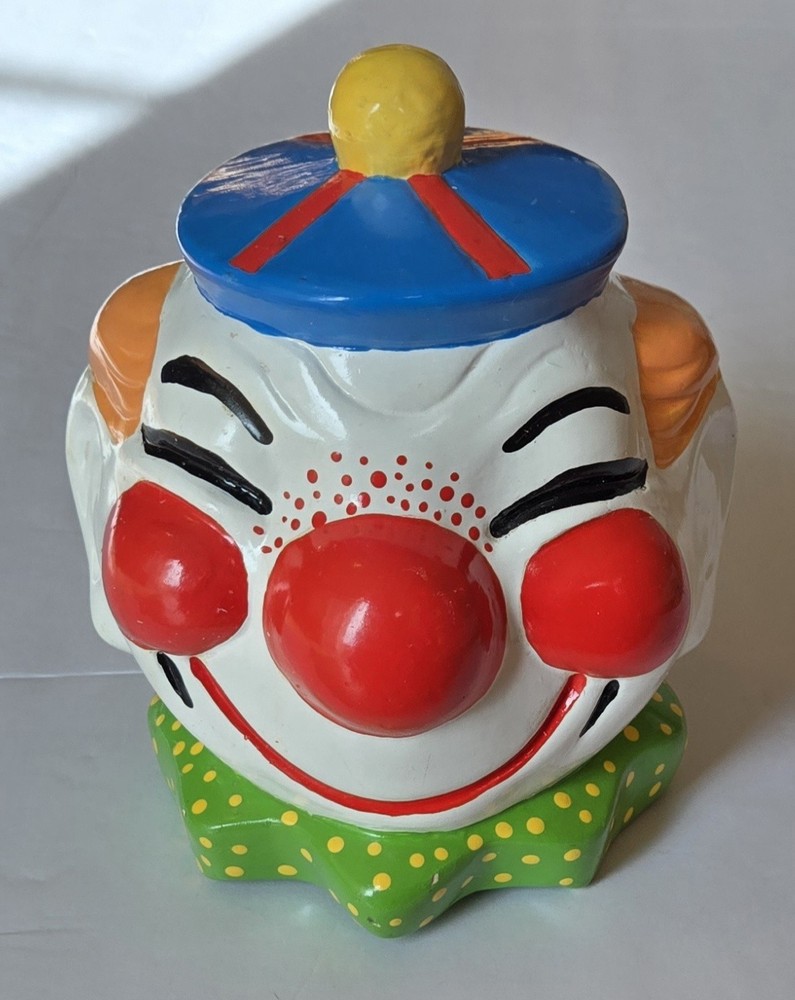 Rare! Vintage Clown Coin Piggy Bank USA Stamp