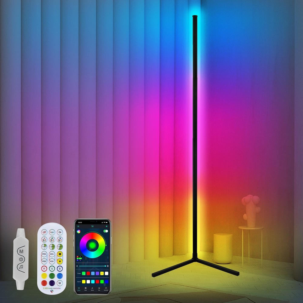 65” RGB Led Floor Lamp for Bedroom & Living Room Modern Floor Lamp with Music