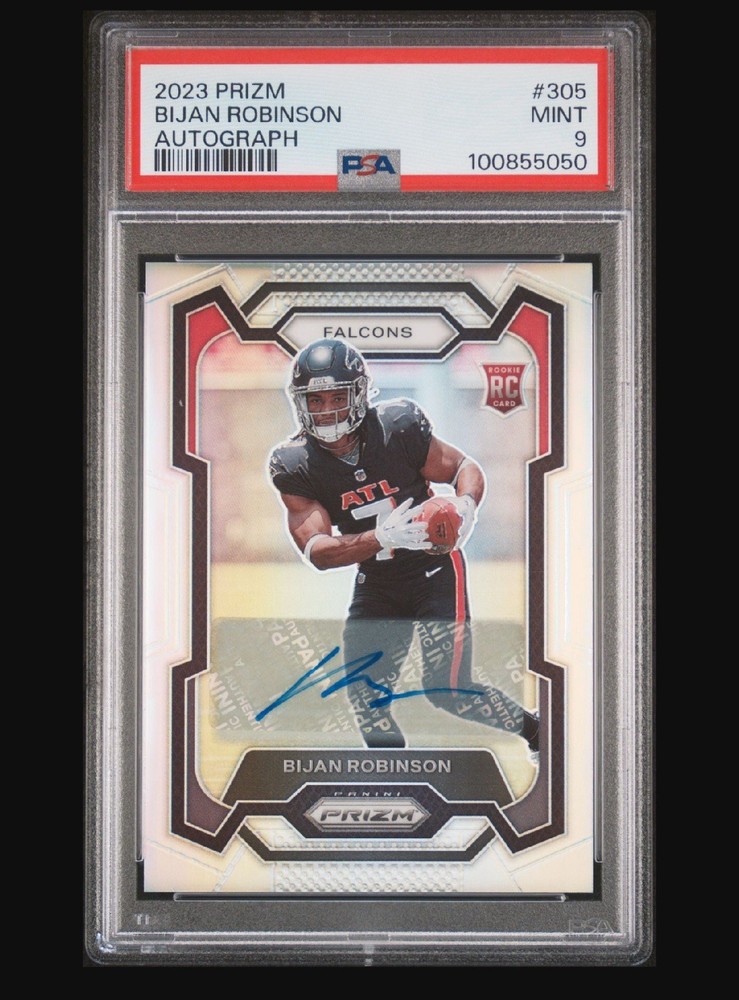2023 Prizm Bijan Robinson Silver Rookie Auto #305 PSA 9 Mint Falcons RC