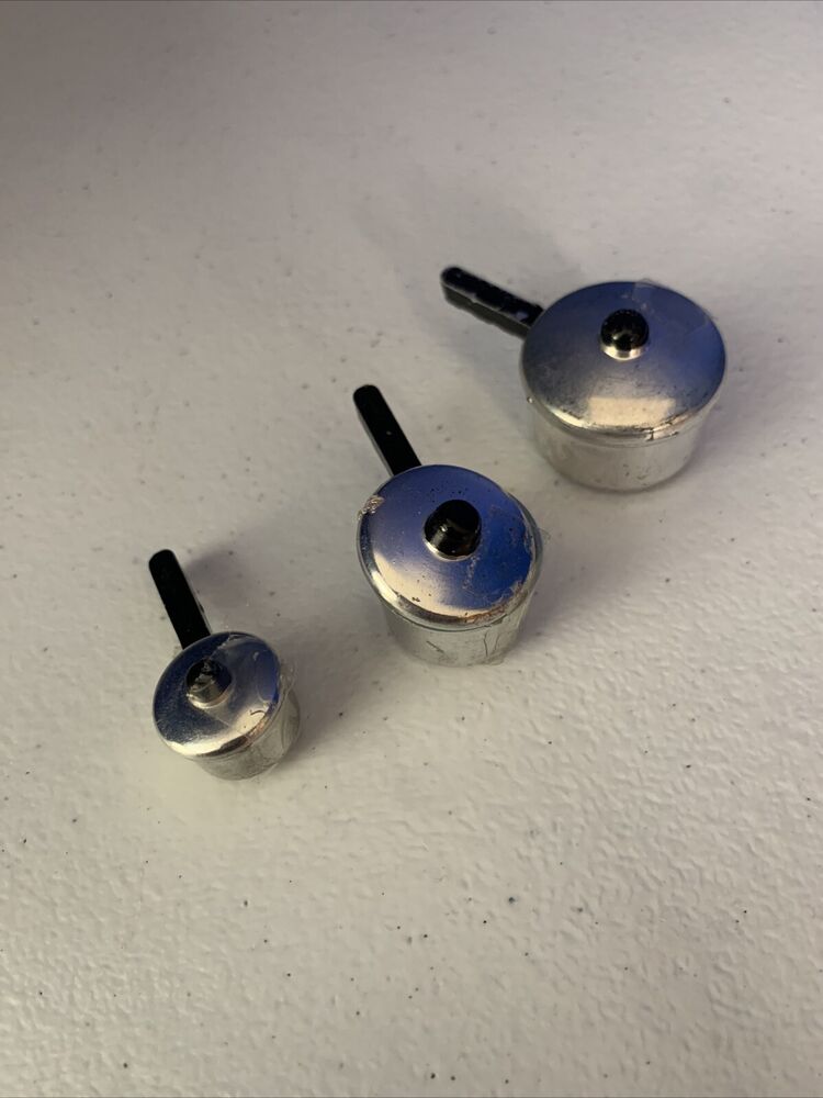 VINTAGE Barbie Learns To Cook Kitchen SAUCE PAN LIDS POTS Small Medium Large Lot