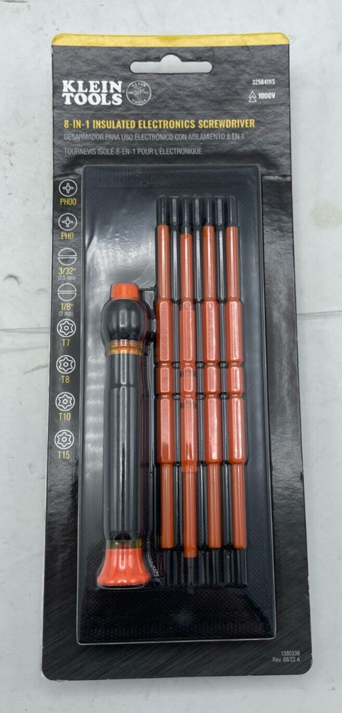 Klein Tools 8-in-1 Insulated Electronics Screwdriver 32584INS 1000V NEW PACKAGE