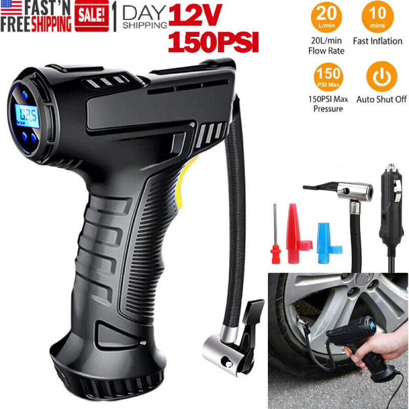12V Digital Air Pump Electric Car Air Gun Pump Hose Air Compressor Tire Inflator