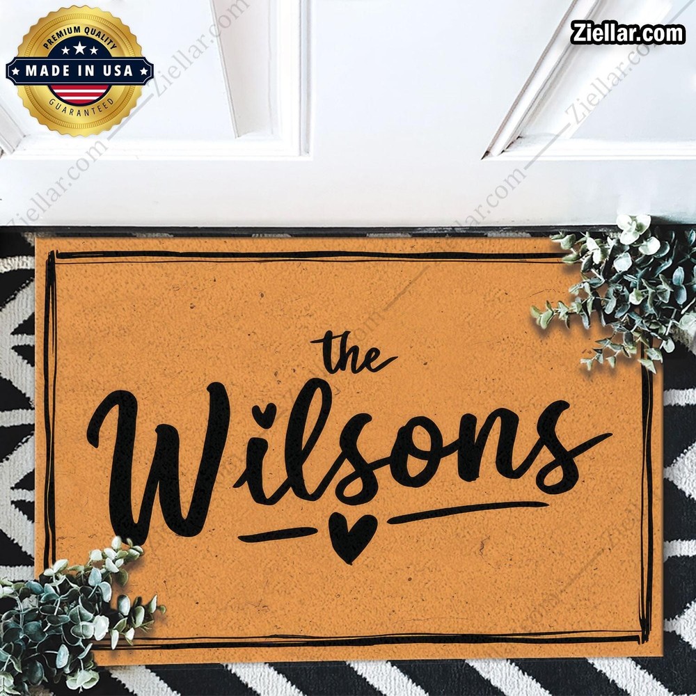 Custom Family Name Welcome Mat, Rustic Style Doormat for Front Porch Décor