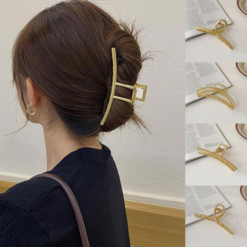 Chic Geometric Barrettes Alloy Catch Clip Ponytail Clip Large Size Shark Clip