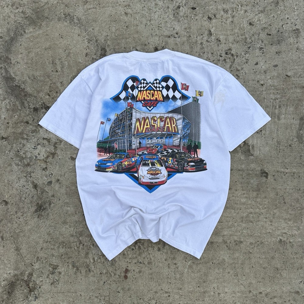 Vintage T-shirts NASCAR Cafe Orlando USA Used  Moto Y2K Racing Used Size L