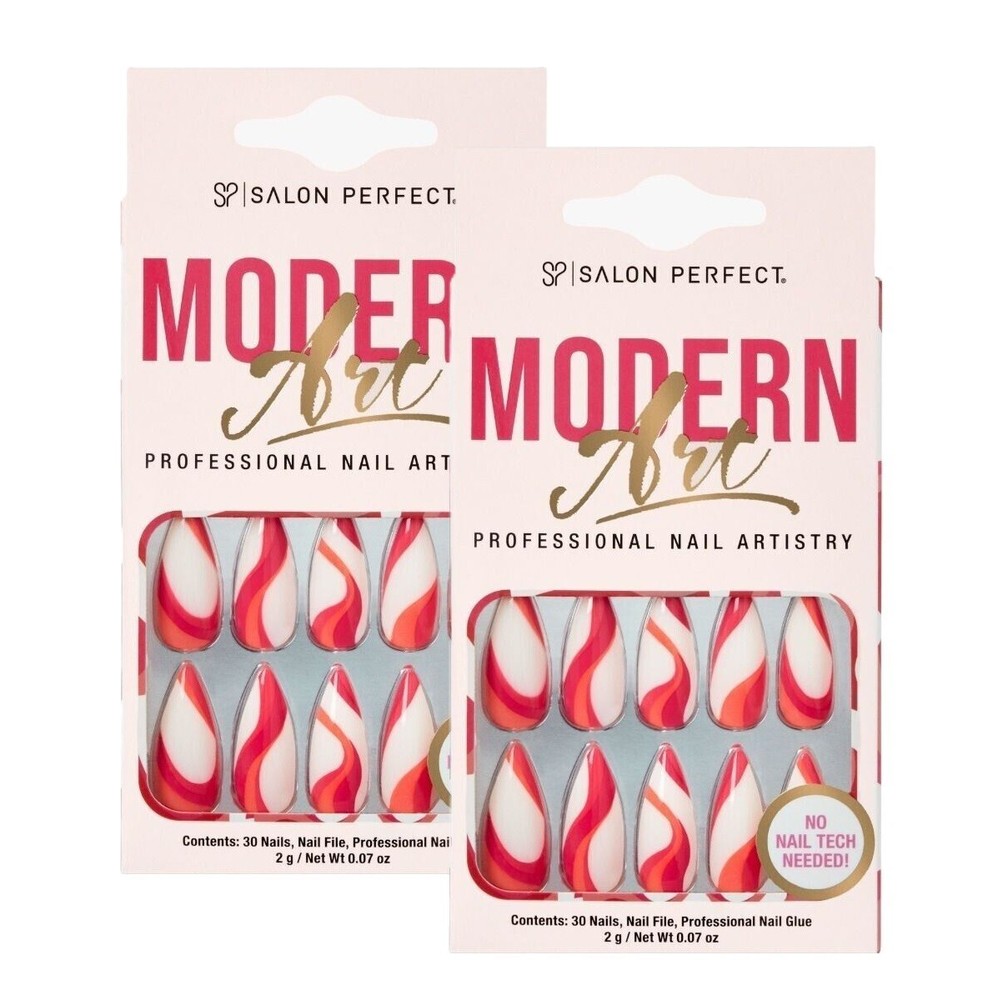 SALON PERFECT Artificial Press-On Nails - Modern Art Heart (Set of 2)