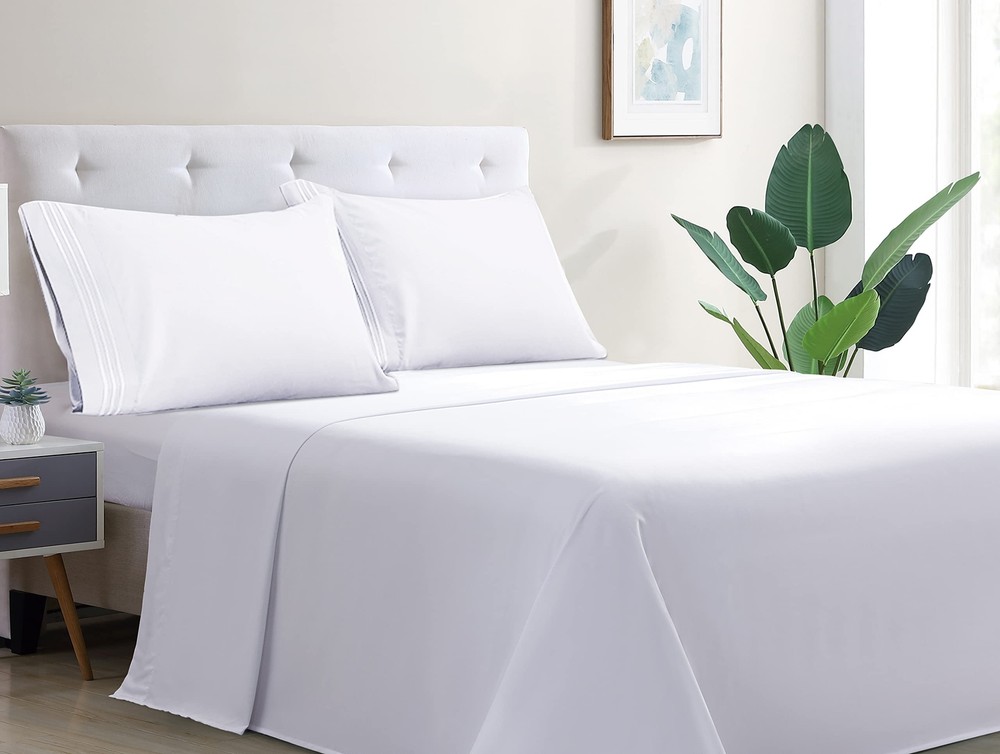 Bed Sheet Set Super Soft 100% Microfiber Sheet 1800 Brushed Microfiber Embroi...