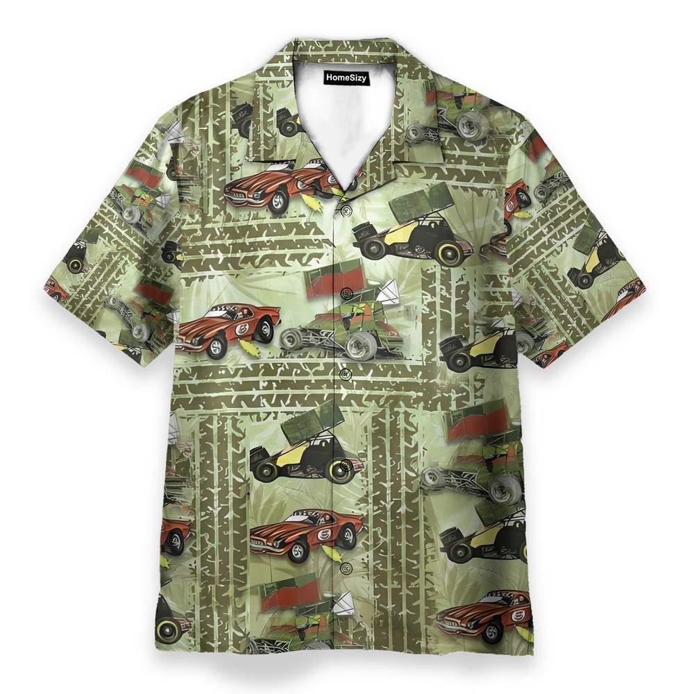 Dirt Track Racing Mens Buttons Up Shirts   Hawaiian Shirt Beach Shorts