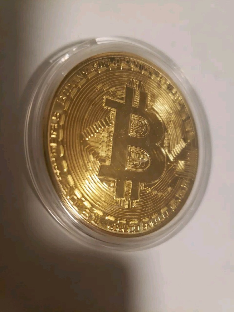 Gold Plated Bitcoin Coin & Case Collectible Cryptocurrency Crypto Coins For Sale-image