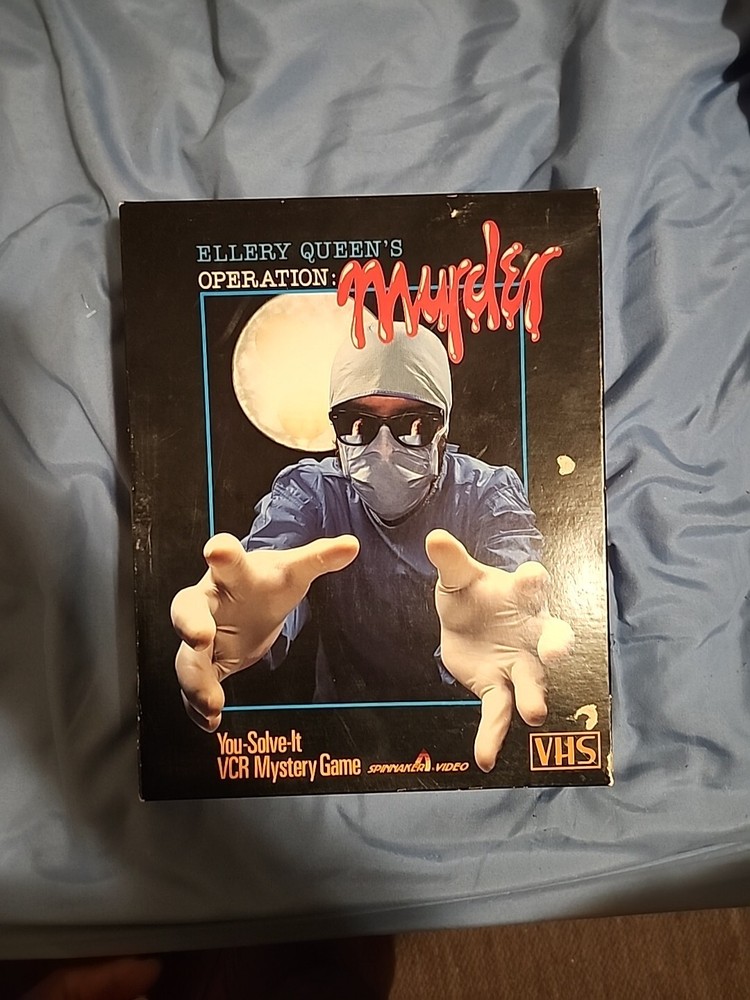 Ellery Queen Operation Murder VCR Mystery Board Game VHS 1986 Factory SEALED vtg