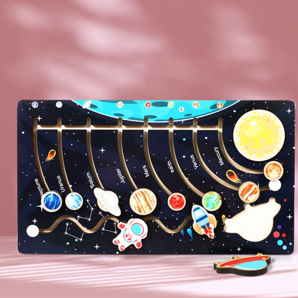 1 Set Solar System Toy Develop Fine Motor Skill Space Toy Wooden Planet Puzzle