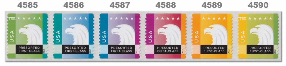 4585-90 4590 4590a Spectrum Eagle (25) Presorted Strip 6 AVR 2012 MNH - Buy Now-image
