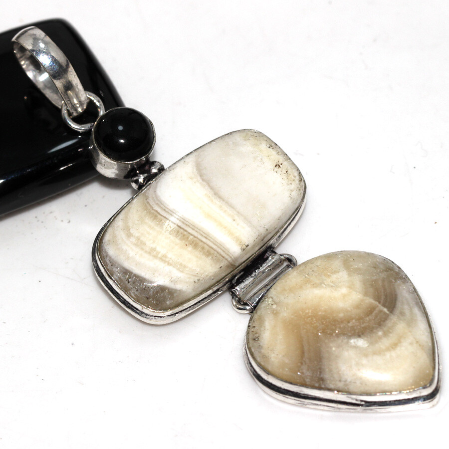 Zebra Calcite Black Onyx 925 Silver Plated 3