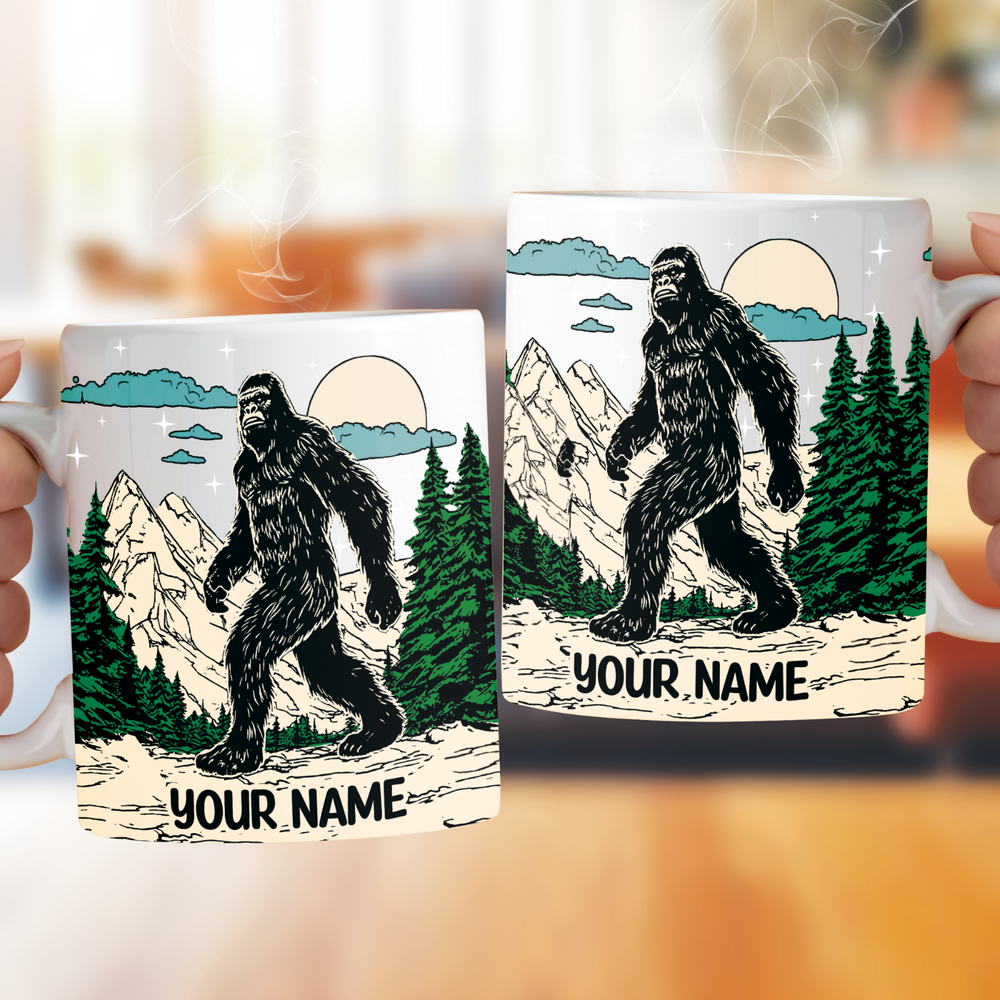 Bigfoot Lovers Custom Black and White Ceramic Coffee Mug-image