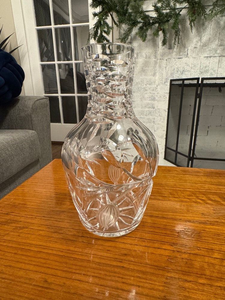 Vintage Cut Glass Clear Crystal Decanter Vase 8 IN