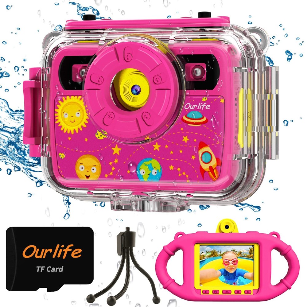 , Selfie Waterproof Cameras Toys for Girls, 1080P 2.4'' Large Screen Cam with...