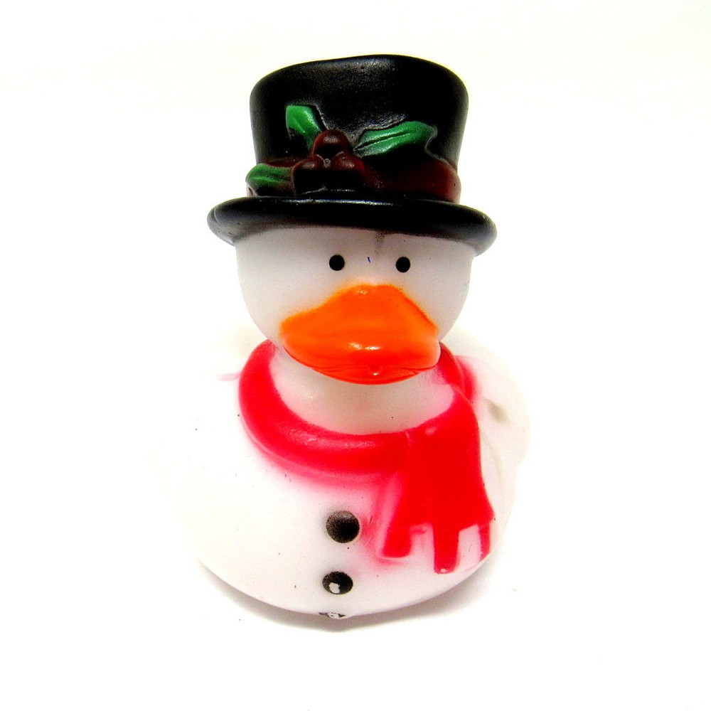 Christmas Snowman Rubber Duck with Black Top Hat 2