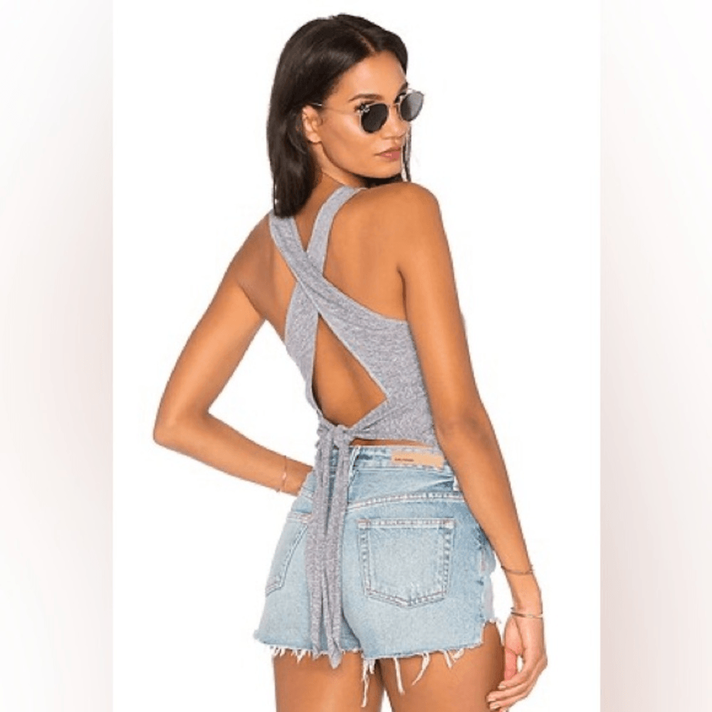 Lanston Oversized Tie Back Tank grey NWT